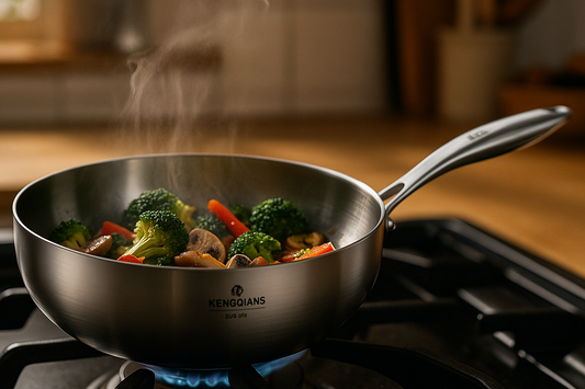 Sauteuse en inox avec manche fixe riveté