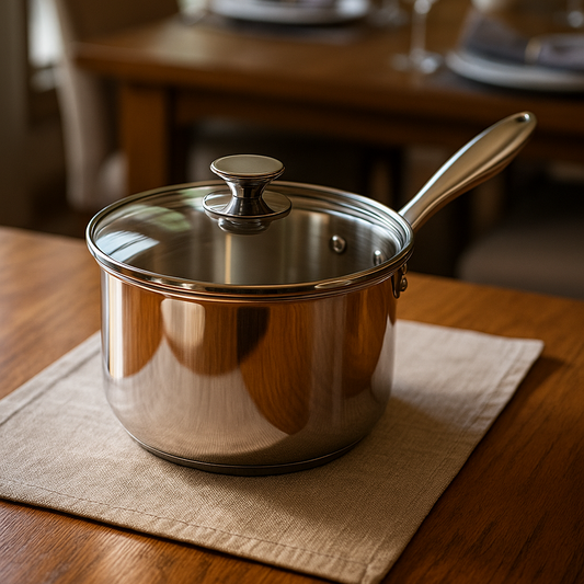 Casserole en inox avec couvercle en verre