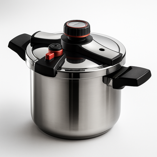 Autocuiseur en inox avec système de verrouillage et régulateur de pression